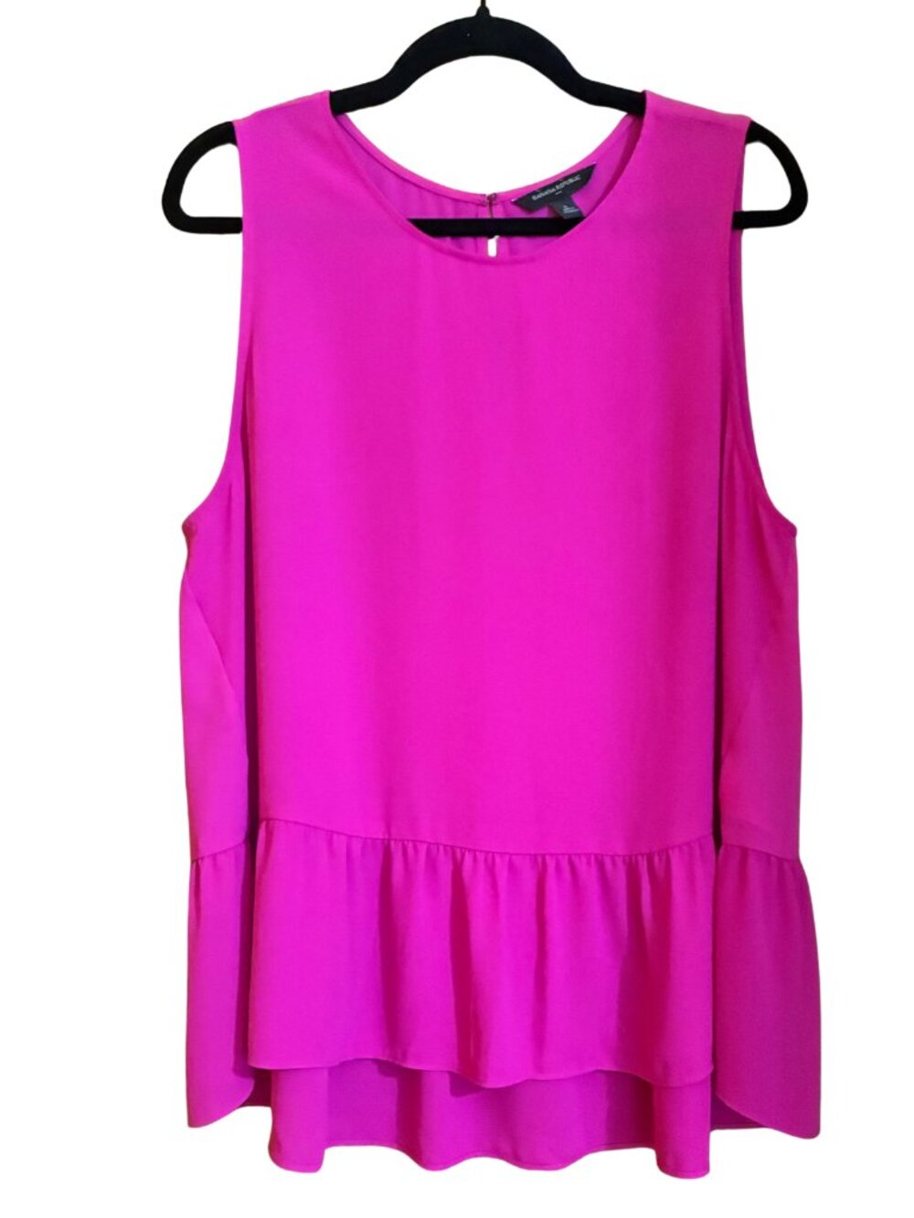 Banana Republic Fuchsia Pink Peplum Blouse L Dopamine Office Chic Sleeveless